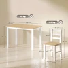 Valgomojo komplektas, 5 dalių, iš pušies masyvo, natūralios medienos ir baltos spalvos, 108 × 65 × 75 cm