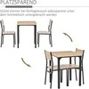 HOMCOM 3 dalių valgomojo komplektas, valgomojo stalas su MDF ir metalu, natūralaus medžio raštas ir juoda spalva, 1 stalas + 2 kėdės