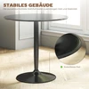 HOMCOM valgomasis stalas 2 žmonėms, apvalus stalviršis Ø80 cm, MDF ir plienas, neslystantis, juodas, 75A cm