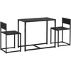 Valgomojo stalo komplektas, 3 dalių, juodas, 90 × 47 × 76 cm