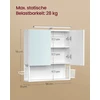 Songmics Veidrodinė spintelė su 2 veidrodinėmis durimis ir apšvietimu, balta, 13 × 56 × 58 cm