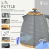 Skrudintuvas HOMCOM virdulio ir skrudintuvo rinkinys, pusryčių komplektas su 1,5 l virduliu, 4 riekelių skrudintuvu, 3000 W, 7 skrudinimo lygiais, atitirpinimo, pašildymo funkcijomis ir trupinių padėklu, „Otter“ termostatas, pilkas