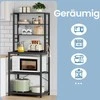 Songmics Vasagle Stovinti virtuvės lentyna, stovinti lentyna mikrobangų krosnelėms, 6 lentynų lygiai ir 6 kabliukai