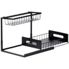 Virtuvinė lentyna su ištraukiama lentyna Vilde, juoda, 36x27x28,5 cm