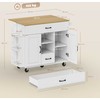 Mobilioji virtuvės sala, prailginamas stalviršis, švelniai užsidarančios spintelių durelės, stalčiai, rankšluosčių laikiklis, MDF, balta