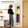 HOMCOM 40 x 160 cm viso veidrodis, pastatomas veidrodis su LED apšvietimu, 3 šviesos spalvos, sieninis veidrodis su jutikliniu valdymu, grindų veidrodis miegamajam, svetainei, pilkas