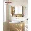 Songmics Vasagle Vonios spintelė su LED apšvietimu 14,5 x 70 x 70 cm natūralaus ąžuolo spalvos