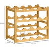 HOMCOM vyno stovas buteliams, bambukinis, natūralaus medžio, 16 butelių, 43x23,5x38 cm