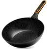 Wok keptuvė granitine danga, juoda, 28 cm