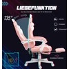 HOMCOM žaidimų kėdė, ergonomiška kėdė žaidėjams su juosmens atrama, kojų atrama, žaidimų fotelis su katės ausytėmis, galvos atrama, reguliuojamo aukščio biuro kėdė su atlošiama funkcija, rožinė