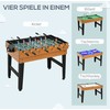 "HOMCOM 4 in 1" daugiafunkcinis žaidimų stalas, vakarėlių žaidimų stalas su stalo tenisu, stalo futbolu, biliardu, stalo ledo rituliu, skirtas linksmybėms su keliais žaidėjais, plienas, natūralus medis + juoda spalva