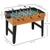 "HOMCOM 4 in 1" daugiafunkcinis žaidimų stalas, vakarėlių žaidimų stalas su stalo tenisu, stalo futbolu, biliardu, stalo ledo rituliu, skirtas linksmybėms su keliais žaidėjais, plienas, natūralus medis + juoda spalva