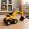 Lean Toys Žaislinis ekskavatorius su judančiu kaušu ir šviesos bei garso efektais, geltonas ir juodas, 20 × 8,5 × 7 cm