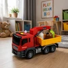 Lean Toys Žaislinis šiukšliavežis su kranu ir šviesos bei garso efektais, raudonas ir geltonas, 30 × 14 × 11 cm