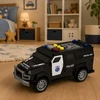 Lean Toys Žaislinis specialiųjų pajėgų policijos automobilis su šviesos ir garso efektais, juodos ir baltos spalvos, 15 × 6,5 × 6,5 cm