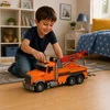 Lean Toys Žaislinis techninės pagalbos sunkvežimis su kranu ir šviesos bei garso efektais, oranžinis, 37 × 15 × 12 cm