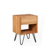 OAKY EASY 39cm Ąžuolinė spintelė prie lovos, metalinėmis kojelėmis : Apdaila - Be apdailos