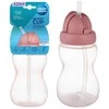 CANPOL 56/109_pin2 vandens butelis su sulankstomu silikoniniu vamzdeliu, 270 ml, rožinis