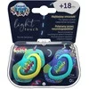 CANPOL BABIES silikoninis simetrinis čiulptukas NEON LOVE, 18 mėn.+, 2 vnt., 22/654_blu