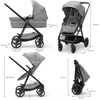 KINDERKRAFT universalus vežimėlis NEWLY 4in1 MINK PRO, moonlight pilkas, KSNEWL00GRY400I