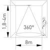 GTV Motion sensor CR-22, max.1200W, AC220-240V, contact angle 360*, range 8m ± 1.8-4m