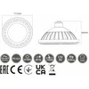 GTV LED lemputė, es111, 3000K, GU10, 12,5 W, AC220-240V, 120°, 1100lm, 109ma, balta