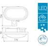Sieninis šviestuvas GTV LED pertvarinis šviestuvas DELTA 6W OVAL su jutikliu, 6W, 400lm, AC220-240V, 50/60 Hz, PF>