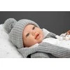 Arias Reborn lėlė kūdikis Daniela 45 cm – pilki rūbeliai, rankų darbo