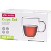 2 dvigubų sienelių stiklo puodelių rinkinys 350 ml, 9001, Kamille