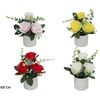 Dirbtinės rožės su eukaliptu vazone x3 – 22 cm, 15x15x22 cm, LITO