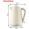 Elektrinis virdulys, nerūdijantis plienas, kreminės spalvos, 1,7 l, 2200 W, KB 9016, Klausberg