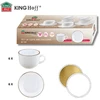 King Hoff Puodelių rinkinys, 210 ml, 12 vnt., apvalūs, opalo balti su auksu, KINGHoff KH 1929