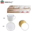 King Hoff Puodelių rinkinys, 220 ml, 12 vnt., kvadratiniai, opalo balti su auksu, KINGHoff KH 1930