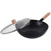 King Hoff Wok Keptuvė su dangčiu, 30 cm, anglinio plieno, marmurinė nelimpanti danga, medinė rankena, „Kinghoff“, kh-1984