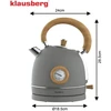 Klausberg Elektrinis virdulys su termometru, nerūdijančio plieno, pilkos spalvos su medžiu, 1,8 l, 2200 W, KB