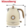 Klausberg Retro stiliaus elektrinis virdulys su termometru, 1,7 l, kreminės spalvos, 2200 W, KB 9006, Klausber