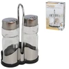 Stiklinės druskos ir pipirų indeliai su stovu, 12 × 4 × 8 cm, KITCHEN&GO