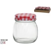 Stiklinis indas su languotu dangteliu 300 ml raudonas, 8x8x9 cm, KITCHEN&amp;GO