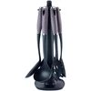 Swiss Haus SH-KU7T 7-Piece Kitchen Utensil Set with Rotating Holder, Taupe