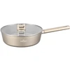 Swiss Haus SH-SCDF28CH Deep Frying Pan with Glass Lid, 28 cm, 4.4 L, Champagne