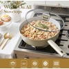 Swiss Haus SH-SCDF28CH Deep Frying Pan with Glass Lid, 28 cm, 4.4 L, Champagne