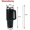 Termospuodelis su šiaudeliu, juodas, 1100 ml, nerūdijančio plieno, Klausberg, KB 7942. 1100 ml talpa