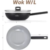 Wok Pan with Lid, 28 cm, Ceramic Coating, Juodas