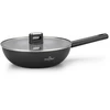 Wok Pan with Lid, 28 cm, Ceramic Coating, Juodas