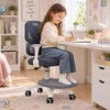 Vaikiška stalo kėdė, ergonomiška, pasukama, reguliuojamo aukščio, pilkos spalvos