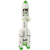 Kosminė raketa su kosmonautu ir dūmų ir šviesos efektais