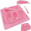 Pink Neslystantis silikoninis indas su šaukštu “Rožinė”