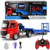 RC sunkvežimis su nuotoliniu valdymu, priekaba, dūmų efektais, švieselėmis ir garsais, USB, 53 cm