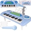 Vaikiškas pianinas 37 klavišų su mikrofonu, mėlynas, USB, MP3