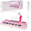 Vaikiškas pianinas 37 klavišų su mikrofonu, rožinis, USB, MP3